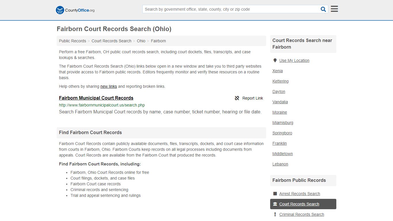 Court Records Search - Fairborn, OH (Adoptions, Criminal ...